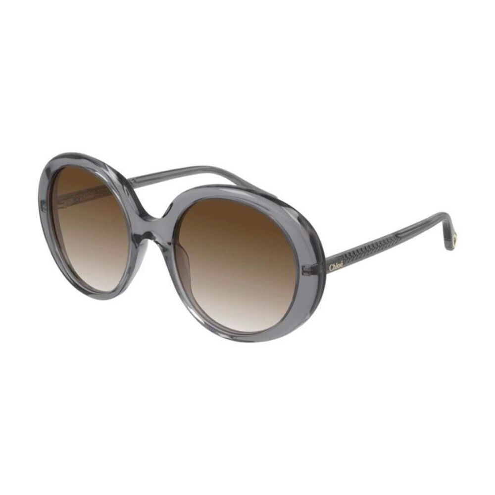 Chloe Sunglasses Square Full Rim, Shiny Grey Frame and Brown Gradient Lens